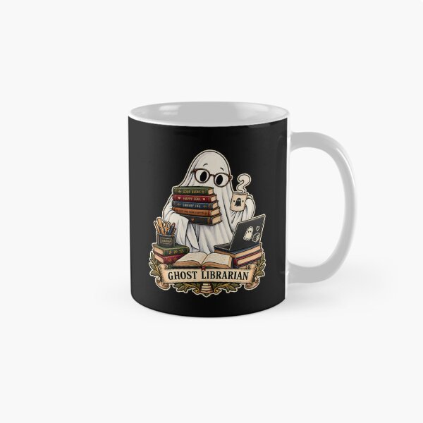 Item preview, Spooktober Ghost Librarian Cozy Reading Funny Halloween Book Lover Design designed and sold by PrintInkLab.