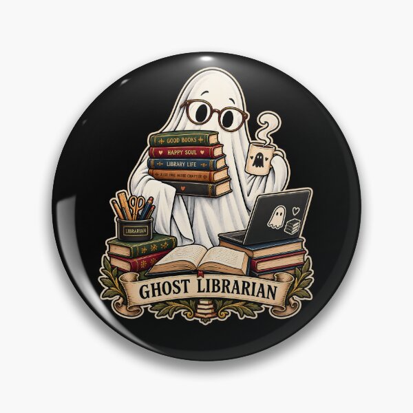 Item preview, Spooktober Ghost Librarian Cozy Reading Funny Halloween Book Lover Design designed and sold by PrintInkLab.