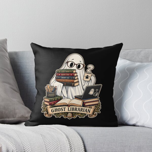 Item preview, Spooktober Ghost Librarian Cozy Reading Funny Halloween Book Lover Design designed and sold by PrintInkLab.