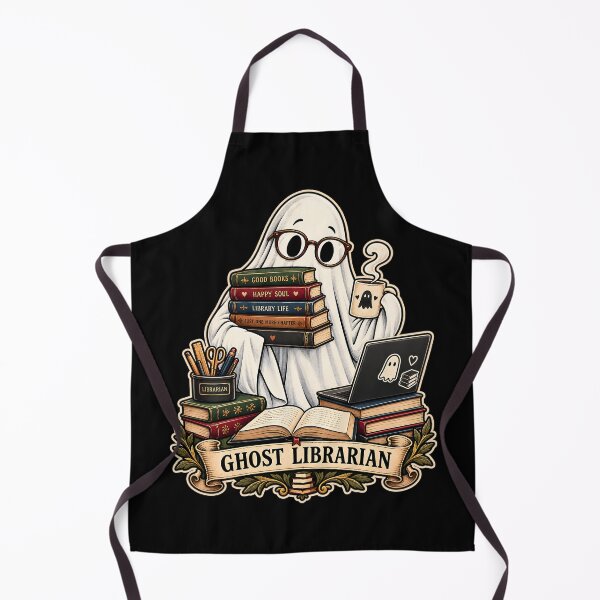 Item preview, Spooktober Ghost Librarian Cozy Reading Funny Halloween Book Lover Design designed and sold by PrintInkLab.