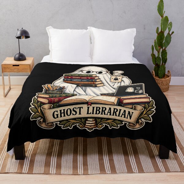 Item preview, Spooktober Ghost Librarian Cozy Reading Funny Halloween Book Lover Design designed and sold by PrintInkLab.