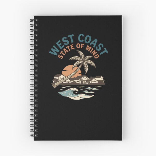 Item preview, West Coast State Of Mind Retro Palm Tree Ocean Wave Art designed and sold by mood-draftsman.