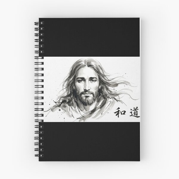 Item preview, Portrait of Jesus in Chinese Ink with Calligraphy Peace and Path designed and sold by MantoSagrado.