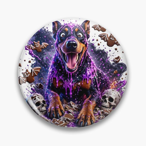 Item preview, Happy Halloween Doberman Covered in Purple Slime and Skulls designed and sold by CraftyValley.