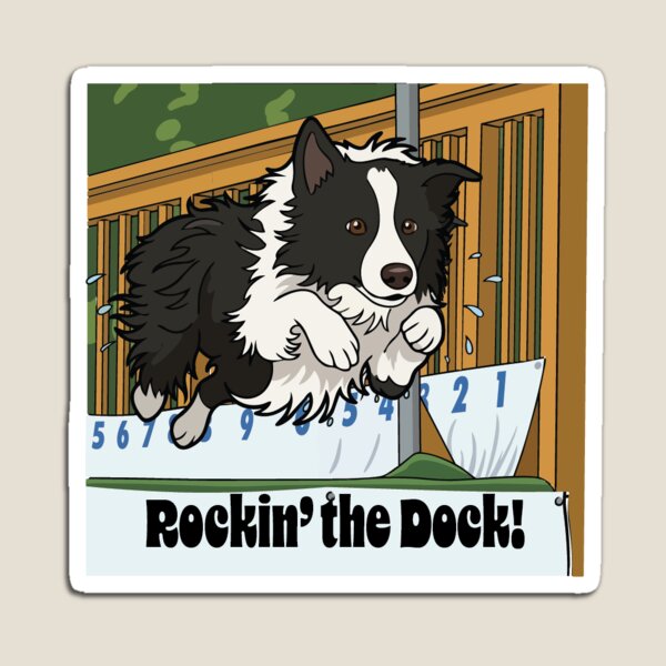 Item preview, Rockin' the Dock! - Dock Diving Border Collie Illustration designed and sold by Bluek9sDesign.