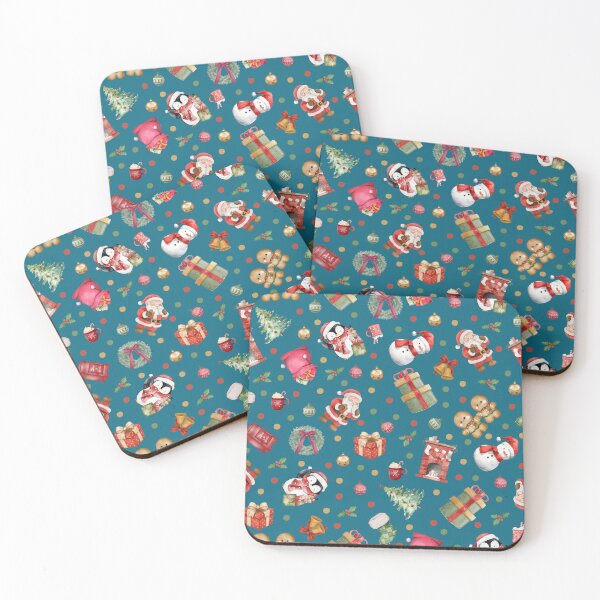 Item preview, Watercolor Christmas on Dark Teal  designed and sold by KSimpson838.