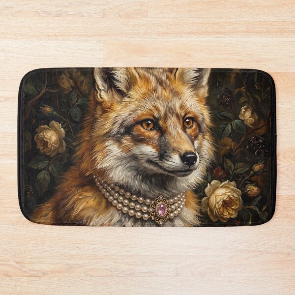 Item preview, Regal Fox Portrait with Golden Roses designed and sold by Real Beast Art.