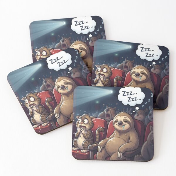 Item preview, Funny Sloth Sleeping at Cinema Movie Theater Cat Cartoon Humor designed and sold by AfresStudio.