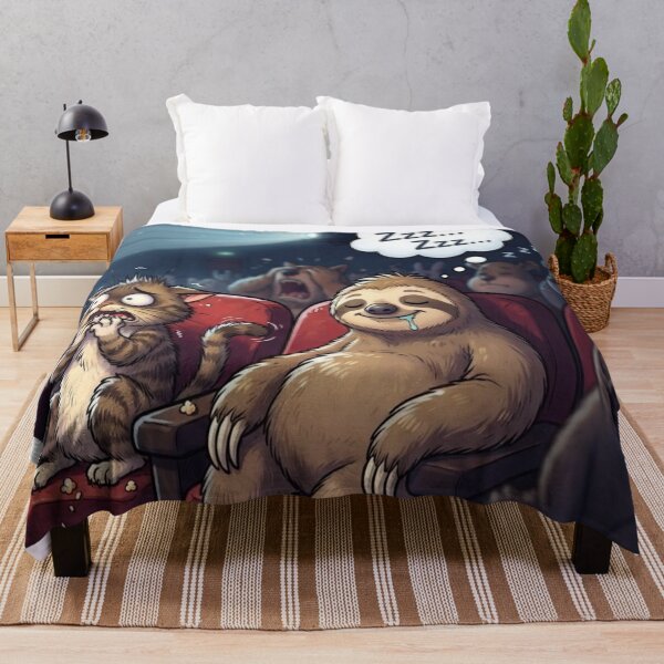 Item preview, Funny Sloth Sleeping at Cinema Movie Theater Cat Cartoon Humor designed and sold by AfresStudio.