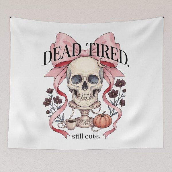 Item preview, Dead Tired Still Cute Coquette Pastel Goth Skull Design designed and sold by Pick&Grin.