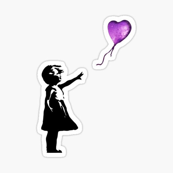 Banksy - Girl with balloon purple Sticker