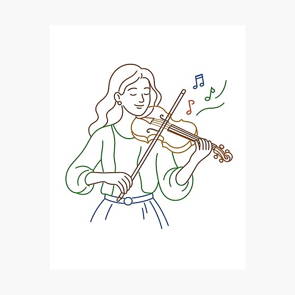 Item preview, Violin Girl Line Art | Female Violinist Design For Violin Player designed and sold by StyxIND.