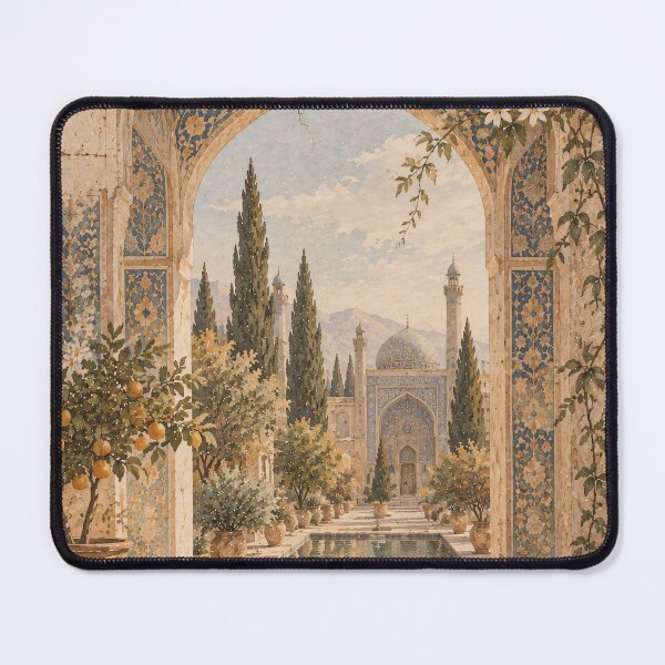 Item preview, Boho Persian Garden Arch Oil Painting Sage Blue designed and sold by Jozefin's Studio.