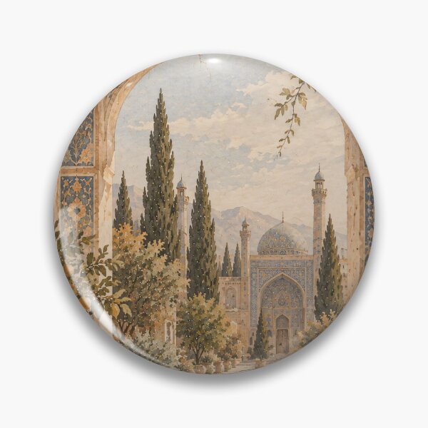 Item preview, Boho Persian Garden Arch Oil Painting Sage Blue designed and sold by Jozefin's Studio.
