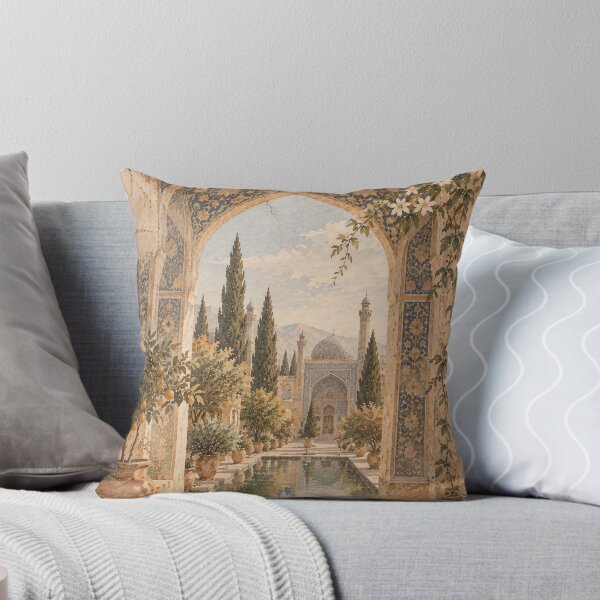 Item preview, Boho Persian Garden Arch Oil Painting Sage Blue designed and sold by Jozefin's Studio.