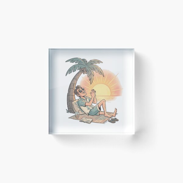 Item preview, Relaxed Beach Vacation Sunset Palm Tree Reader Art designed and sold by mood-draftsman.