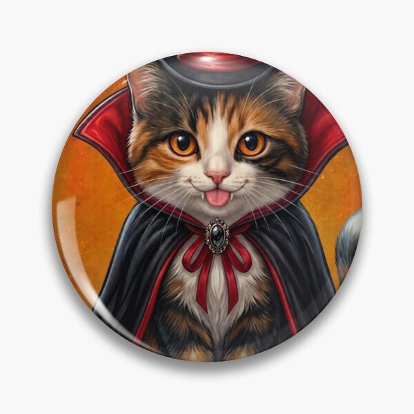 Item preview, Vampire Calico Cat in Top Hat and Cape Halloween Illustration designed and sold by Mindworx21.