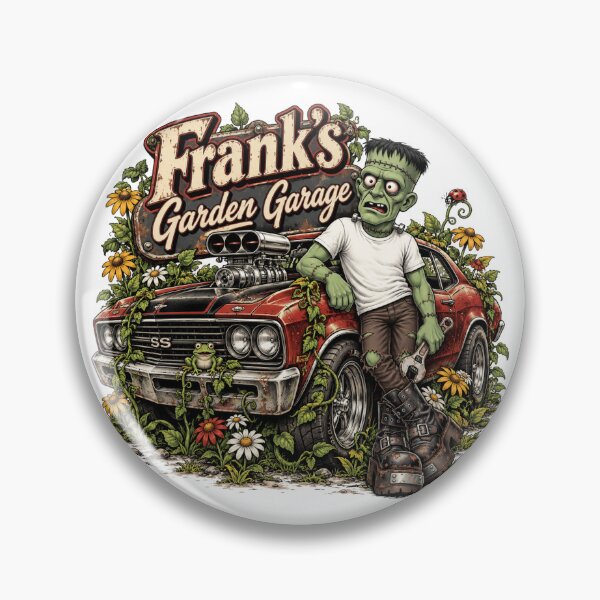 Item preview, Frank’s Garden Garage – Funny Monster Mechanic Hot Rod Garden Art designed and sold by Classic Chaos Creations.