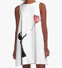 Banksy - Girl with balloon red A-Line Dress