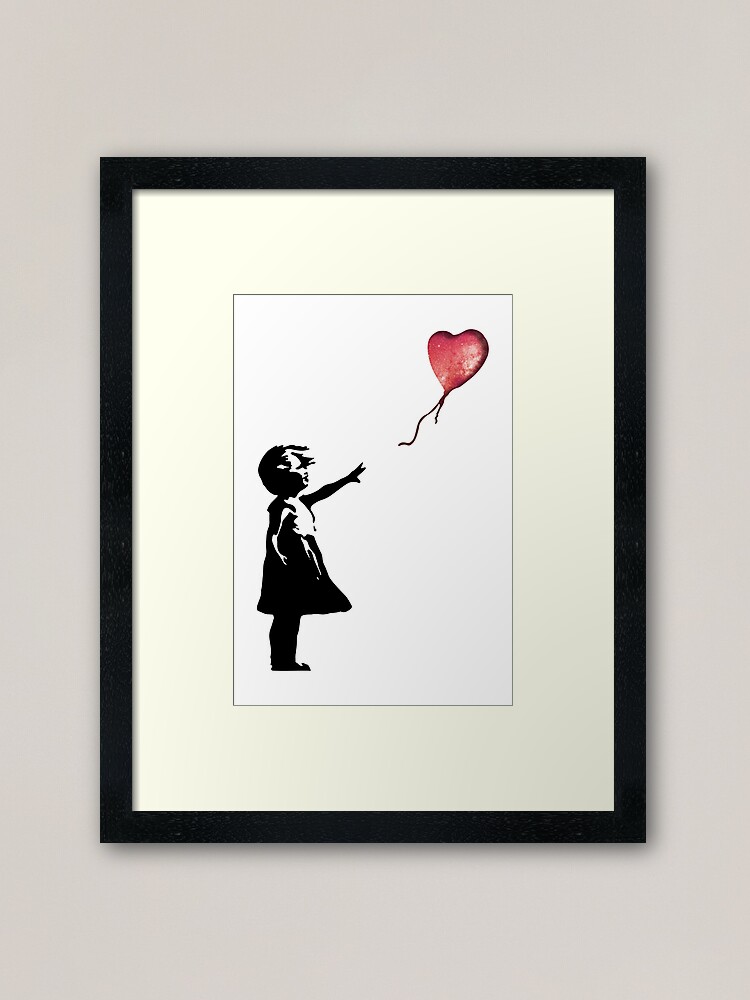Alternate view of Banksy - Girl with balloon red Framed Art Print