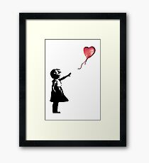 Banksy - Mädchen mit Ballon rot Gerahmtes Wandbild