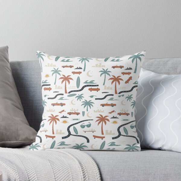 Artikelvorschau, Los angeles Retro Palm Tree Surf Skate Repeat Pattern Art entworfen und verkauft von mood-draftsman.