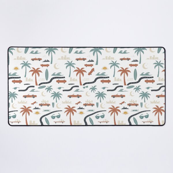 Item preview, Los angeles Retro Palm Tree Surf Skate Repeat Pattern Art designed and sold by mood-draftsman.