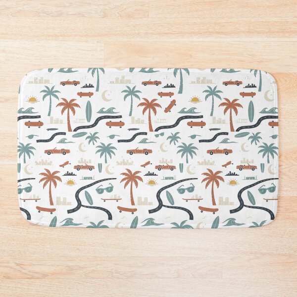 Item preview, Los angeles Retro Palm Tree Surf Skate Repeat Pattern Art designed and sold by mood-draftsman.