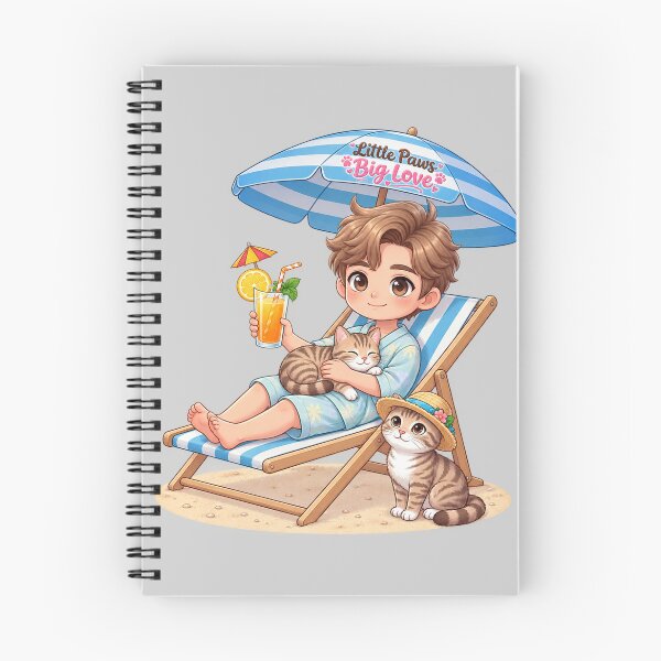 Artikelvorschau, Niedlicher Junge mit Katzen am Strand – Sommerliche Chibi-Kunst für Katzenliebhaber entworfen und verkauft von Meluna-studio.