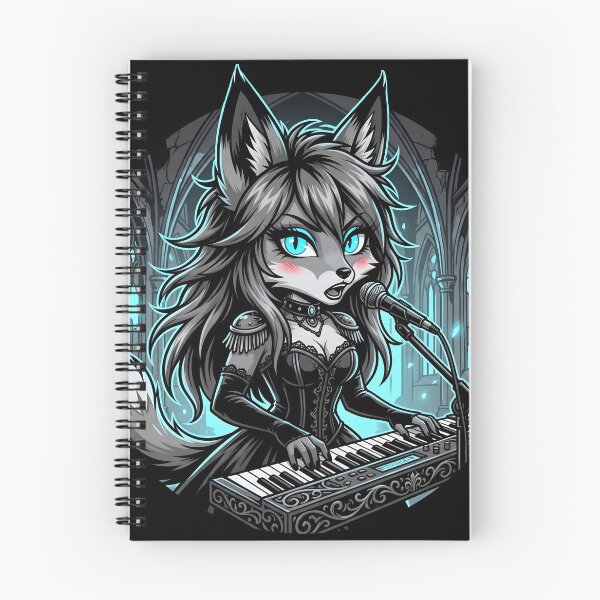 Item preview, Symphonic Metal Fox Keyboardist - Ice Blue Stencil Chibi designed and sold by CaliLuminos.
