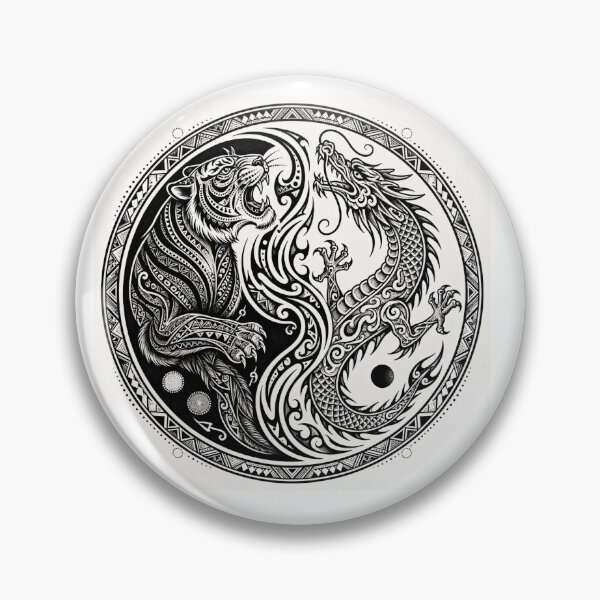 Item preview, Yin Yang Tiger Dragon Tribal Tattoo Balance Yin Yang Symbol designed and sold by ExpressoJungle.