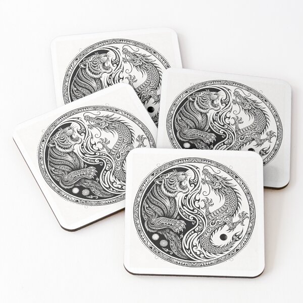 Item preview, Yin Yang Tiger Dragon Tribal Tattoo Balance Yin Yang Symbol designed and sold by ExpressoJungle.