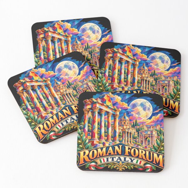 Item preview, ✅ Colorful Geometric Art of the Roman Forum (Italy) | Ancient Roman Ruins Design Under the European Night Sky designed and sold by Geometric Art..