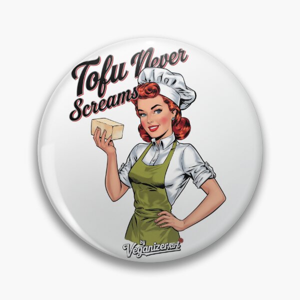 Item preview, Tofu Never Screams Vintage Vegan Chef Pin Up designed and sold by Veganizer.art.