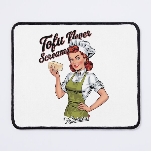 Item preview, Tofu Never Screams Vintage Vegan Chef Pin Up designed and sold by Veganizer.art.