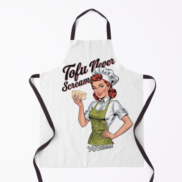 Item preview, Tofu Never Screams Vintage Vegan Chef Pin Up designed and sold by Veganizer.art.