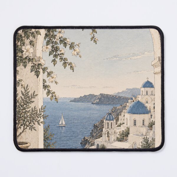 Item preview, Coastal Mediterranean Arch Sea View Oil Painting designed and sold by Jozefin's Studio.
