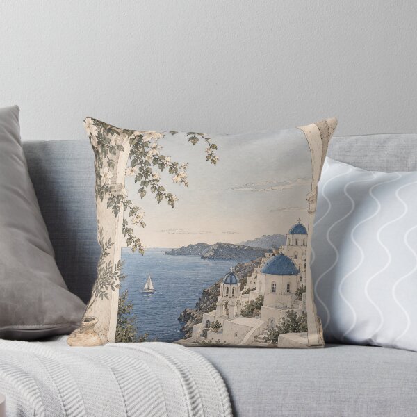 Item preview, Coastal Mediterranean Arch Sea View Oil Painting designed and sold by Jozefin's Studio.