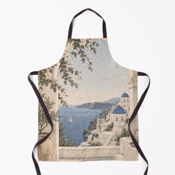 Item preview, Coastal Mediterranean Arch Sea View Oil Painting designed and sold by Jozefin's Studio.