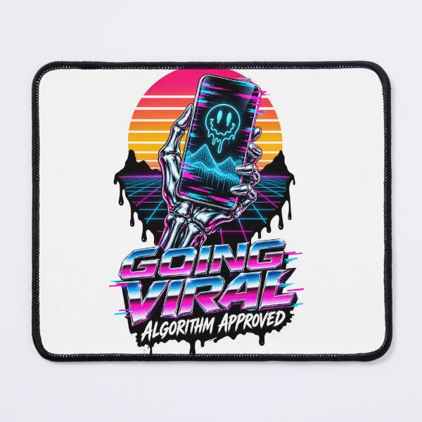 Item preview, Going Viral Algorithm Approved - Synthwave Skeleton Gamer Art designed and sold by VYBEHAUS.