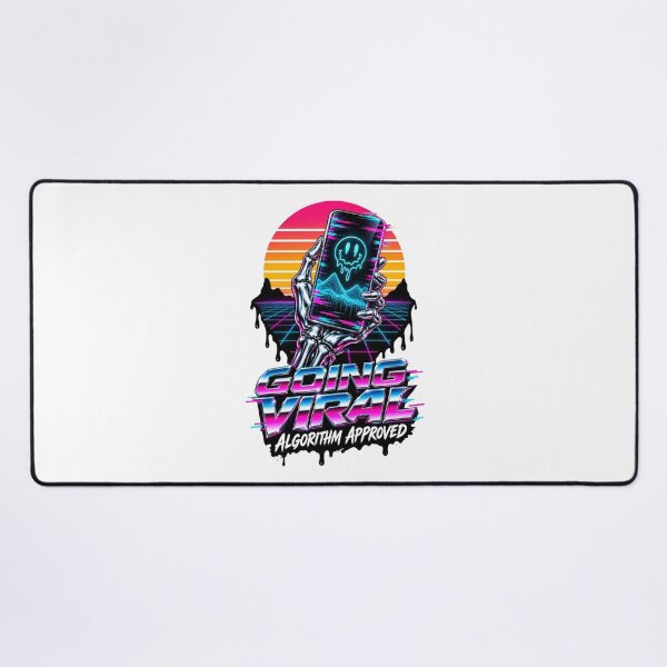 Item preview, Going Viral Algorithm Approved - Synthwave Skeleton Gamer Art designed and sold by VYBEHAUS.