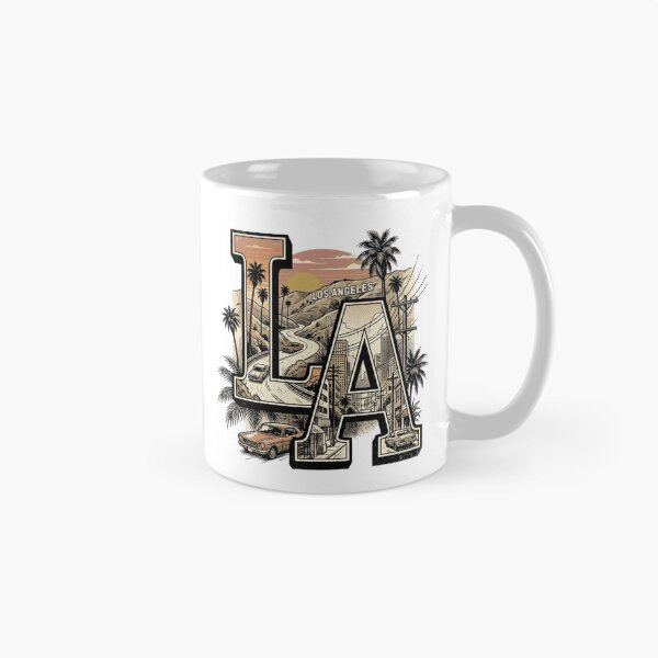 Item preview, Los Angeles LA Vintage Mountain Road City Skyline Art designed and sold by mood-draftsman.