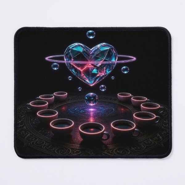 Item preview, Cosmic Ritual: Neon Crystal Heart and Teacups designed and sold by Breezes-of-Ida.