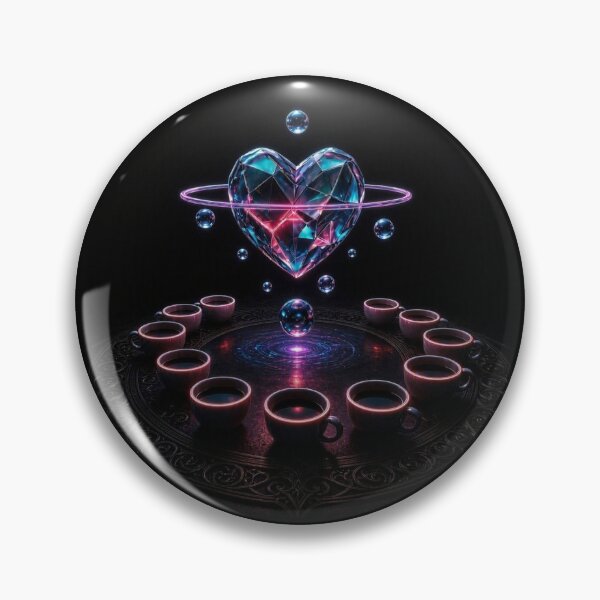 Item preview, Cosmic Ritual: Neon Crystal Heart and Teacups designed and sold by Breezes-of-Ida.