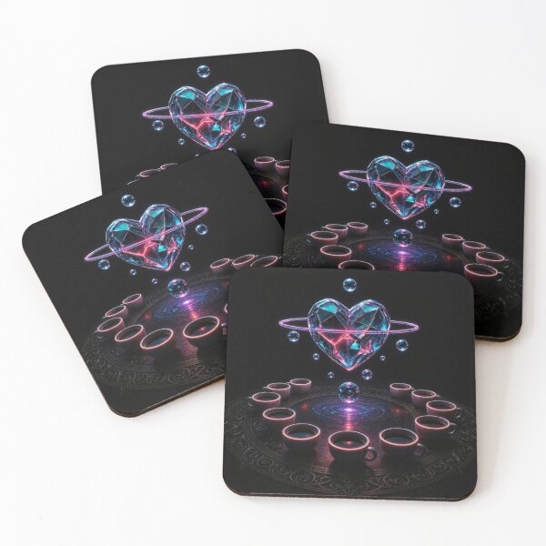 Item preview, Cosmic Ritual: Neon Crystal Heart and Teacups designed and sold by Breezes-of-Ida.