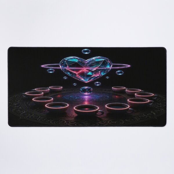 Item preview, Cosmic Ritual: Neon Crystal Heart and Teacups designed and sold by Breezes-of-Ida.