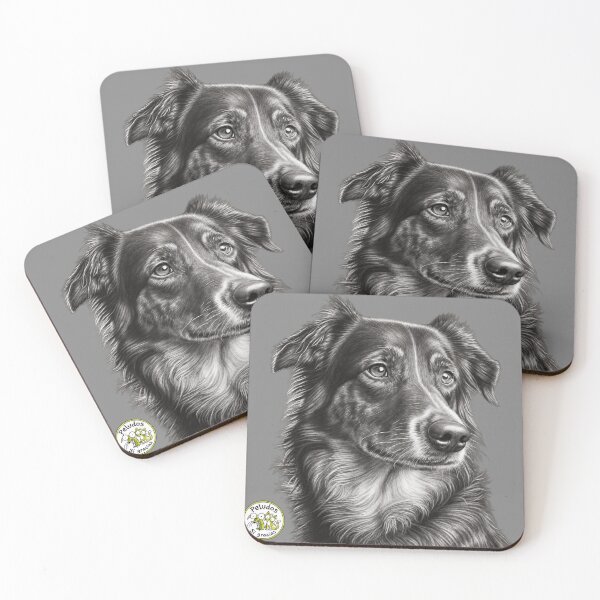 Item preview, Charcoal-style portrait of a mixed-breed shepherd dog designed and sold by Peludos, Sí gracias.