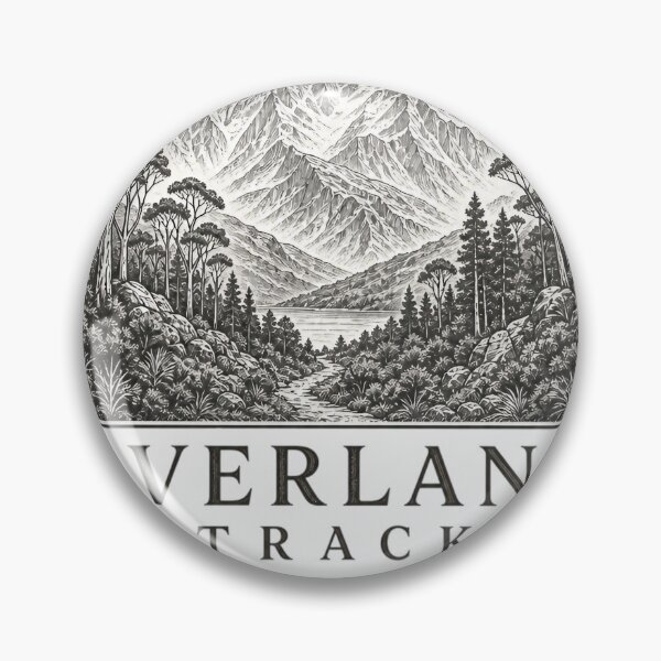 Item preview, Overland Track, Tasmania – Vintage Monochrome Hiking Badge designed and sold by Jandedan.