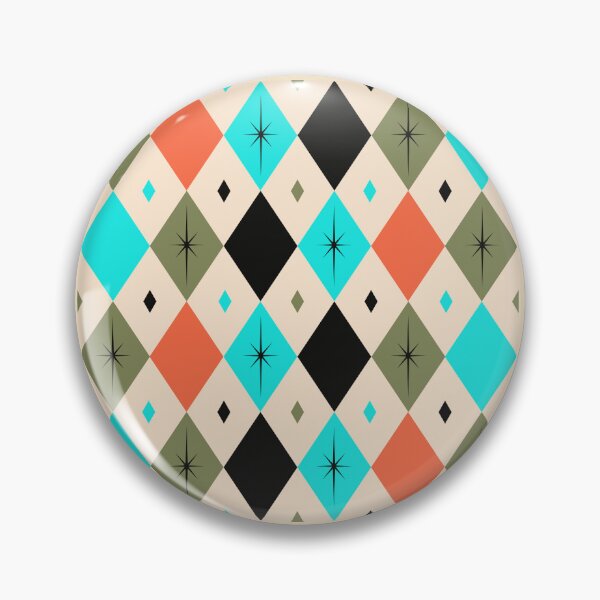 Item preview, Retro Diamond and Stars Design — Orange, Turquoise, Green & Beige designed and sold by Novel Works Studio.