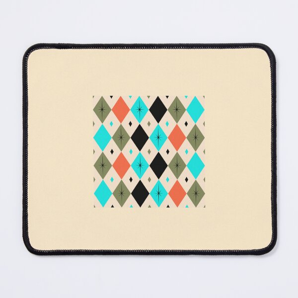 Item preview, Retro Diamond and Stars Design — Orange, Turquoise, Green & Beige designed and sold by Novel Works Studio.